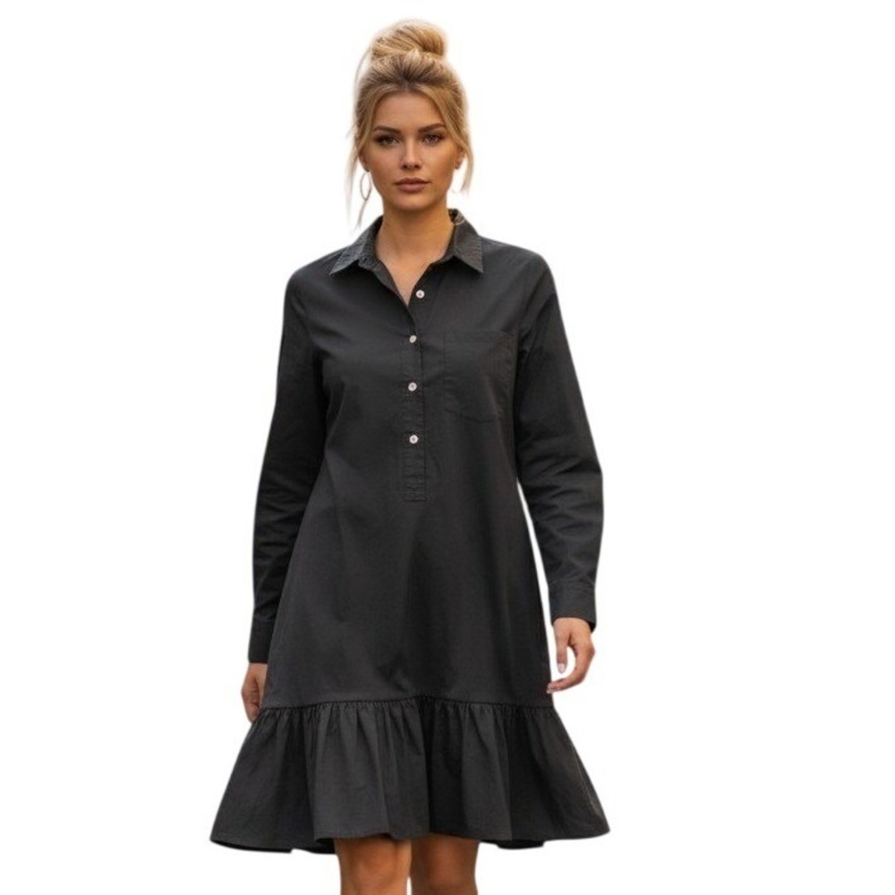Tuckernuck Womens size Small Black Callahan Shirt Dress Preppy Casual Classic